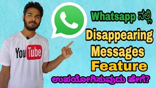 How To Use WhatsApp Disappearing Messages  Full Details  ಕನ್ನಡ  ವಾಟ್ಸಾಪ್ ಟ್ರಿಕ್ [upl. by Mosora630]