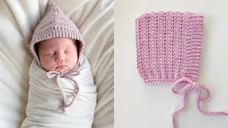 How to Crochet the Baby Cluster Stitch Bonnet [upl. by Brien]