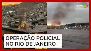 Intensos tiroteios são registrados durante operação policial no Complexo do Alemão e da Penha [upl. by Siuoleoj]