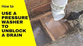 Unblocking a drain using a Karcher pressure washer [upl. by Earvin]