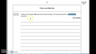 Sociology A level  10 mark AQA Sociology research methods Documents [upl. by Clippard]