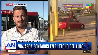 📍 Imprudencia en Mar del Plata dos jóvenes en el techo del auto [upl. by Htrap]