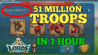 Training 51 Million Troops In 1 Hour Lords Mobile  Troops Training Tricks Lords Mobile In 1 Day [upl. by Nonrev]