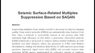 Seismic Surface Related Multiples Suppression Based on SAGAN [upl. by Byram768]