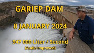 Gariep Dam 8 January 2024  Vanderkloof Dam set to overflow and Lower Orange river levels rise sharp [upl. by Ahsratal]