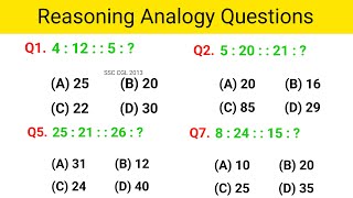 Reasoning Number Analogy Questions  SSC GD  UP Police  SSC CGL  CHSL  MTS amp all exam [upl. by Ynaffital554]