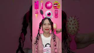 Random Pink Food ASMR Mukbang 3 🌸🦑💋 shorts mukbang asmr eating [upl. by Lewendal]