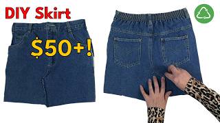 ♻️Thrift Flip to Profit 🤩 Transform Denim into a High End Skirt💃🏼💃🏼 [upl. by Persis]