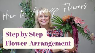 How to make a flower arrangement Step by Step tutorial  HOW TO ARRANGE FLOWERS IN FOAM [upl. by Sualakcin130]