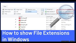 How to Show File Extensions in Windows 10  How to Hide  Unhide File Extensions in Windows [upl. by Windzer]