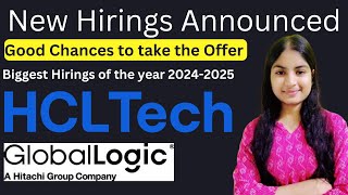 HCLTECH Hiring Announced  Direct Hiring  Latest OFF Campus Drive for 2025 2024 Batch  Fresher [upl. by Aizirtap567]