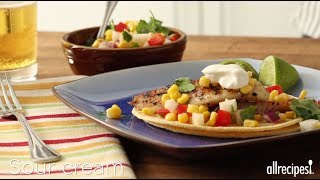 How to Make Fiery Fish Tacos with Crunchy Corn Salsa  Fish Recipes  Allrecipescom [upl. by Ydnerb282]