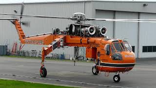 Erickson Sikorsky S64 SkycraneAircrane Startup amp Taxi at YYJ [upl. by Galatea]