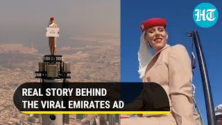 Viral Emirates Ad Is this woman really standing on top of Burj Khalifa [upl. by Elkin]