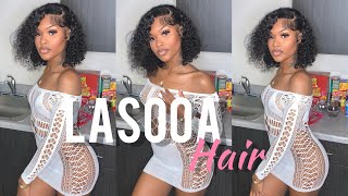 SHORT CURLY BOB WIG INSTALL VERY BEGINNER FRIENDLY ft Lasooa Hair [upl. by Andrade]