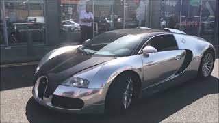 Random Chrome 1of5 Bugatti Veyron Pur Sang in Enfield Retail Park London [upl. by Nyrad]