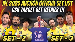 IPL Auction 2025 Official Players Set Details 😱  CSK Confirm Target [upl. by Nairbal]