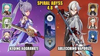 F2P Keqing Aggravate amp Arlecchino Vaporize  New Spiral Abyss 48  Floor 12  Genshin Impact [upl. by Assenay]