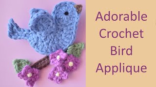 🐦 CUTE CROCHET BIRD APPLIQUE MOTIF  Easy How to Stepbystep tutorial free pattern [upl. by Turro]