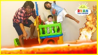 THE FLOOR IS LAVA CHALLENGE Ryan ToysReview Family Fun Kids Pretend Playtime [upl. by Carr]