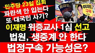 이재명 25일 위증교사 1심 선고 법원 생중계 안 한다 법정구속 가능성은 민주당 23일 집회부터 파란색 안 입는다 또 대국민 사기극 레지스탕스TV 정광용TV [upl. by Selda]