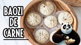 Pan chino relleno al vapor Baozi de carne  bollos chinos  Baozi recipe  Steamed Meat Buns [upl. by Arahsat]