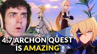 GENSHIN FINALLY DID IT 47 Archon Quest FULL REACTION  Genshin Impact [upl. by Witcher]