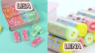 LISA OR LENA RANDOM SCHOOL SUPPLIES  PENCIL RULLER PEN BAG SHOES ERASER [upl. by Phillipe]