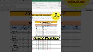 🔥😎Attendance Sheet  Excel Attendance Sheet Present And Absent  shortsfeed shorts excel yt [upl. by Amliw517]