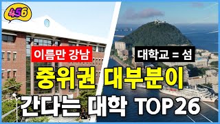 중위권 거의 대부분이 간다는 대학 TOP26 취업률등록금경쟁률 [upl. by Harrus653]