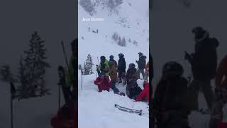 Skiers dig through snow after Palisades Tahoe avalanche [upl. by Oimetra]