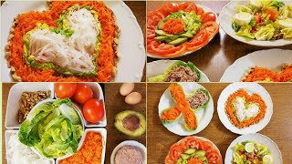 SALADES  4 Recettes de salades 🥗 Thon Carotte Radis Tomates Œufs Avocat 🥑 Le Monde de Marge [upl. by Eboj]