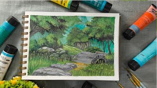 Studio Ghibli Acrylic painting ✨  Painting tutorial [upl. by Boswall]