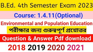 BEd 4th Semester Environmental amp Population Education Question and Answer pdf download for 2023 [upl. by Aarika362]