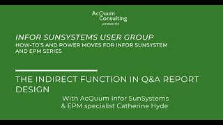 The Indirect function in QampA Report Design User Group [upl. by Jenda]