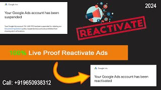 How to Reactivate Google Ads Suspended Account✅ Google Adwords circumventing systems 100 Live Fix [upl. by Siddra788]