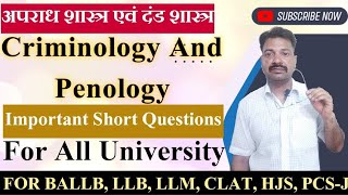 Criminology And Penology In Hindi Important Short Questions By Ankit Sharma Sir [upl. by Nosyt438]