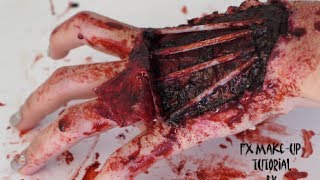 超慘烈手部撕裂傷妝骨頭都跑出來了拉 FX Makeup Tutorial Tear Wound with Exposed Bones [upl. by Kapor716]