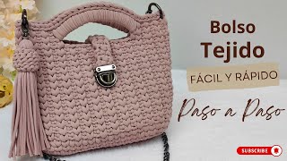 📢Bolso en trapillo tejido a crochet con puntos bajos paso a paso [upl. by Akineg]