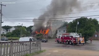 Pig rescued from Norfolk house fire two firefighters hurt [upl. by Tomas]