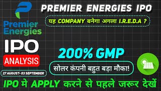 Premier Energies IPO  Premier Energies IPO review  Premier Energies IPO apply or not upcoming ipo [upl. by Clem361]