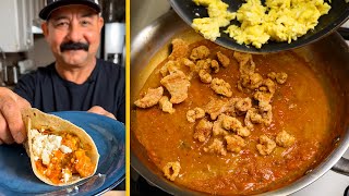 How to Make Chicharrón en Salsa con Huevos Pork Crackling amp Eggs Breakfast Tacos are DELICIOUS [upl. by Tobiah]