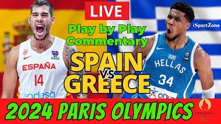 Greece Vs Spain 2024 Olympics Live Commentary [upl. by Aehtela]