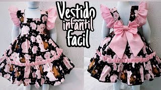 Como fazer Vestido infantil com elástico nas costas costurainfantil vestidoinfantil [upl. by Nolyat]