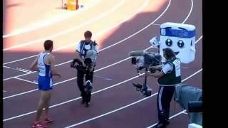 Mahiedine MekhissiBenabbad pushes mascot in Helsinki 2012 [upl. by Aenal]