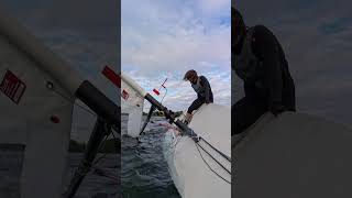 More pressure than expected at gybe leads to capsize sailing sailracing ilca [upl. by Aerdnak134]