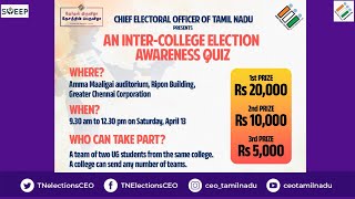 Election awareness quiz for college students organised by Chief Electoral Officer of Tamil Nadu [upl. by Yerhpmuh]