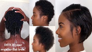 How To Wash Blow Dry  Straighten SUPER SHORT Natural Hair  Nia Hope [upl. by Jeffie]