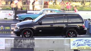 Supercharged Trailblazer SS vs Classic Mustang 14 Mile Drag Race [upl. by Velasco765]