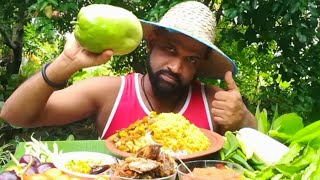 Giant granadilla passion fruit with dhal tempered potato and White rice Food eating show ASMR [upl. by Corydon978]